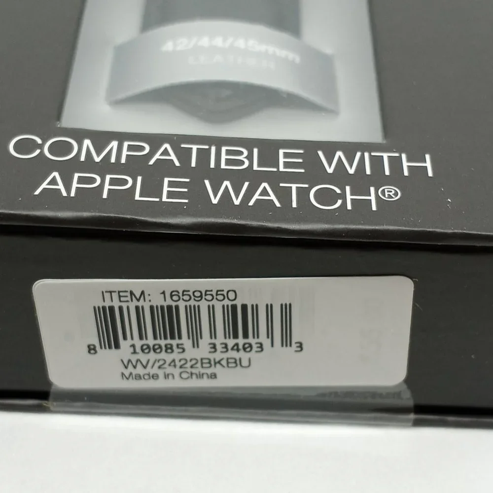 Vince Camuto 24mm Black Leather Watch Strap Fits Apple Watch 42/44/45mm